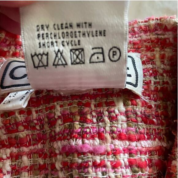 Carlisle Multicolor Pink Khaki Tweed Wool Silk Blend Blazer Jacket Size 6 - Picture 8 of 9